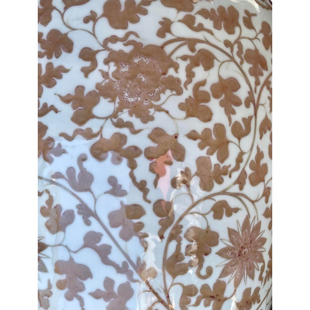 Ceramic Huge Pair of 42" Chinese Iron-Red Porcelain Floor Vases For Sale - Image 7 of 13