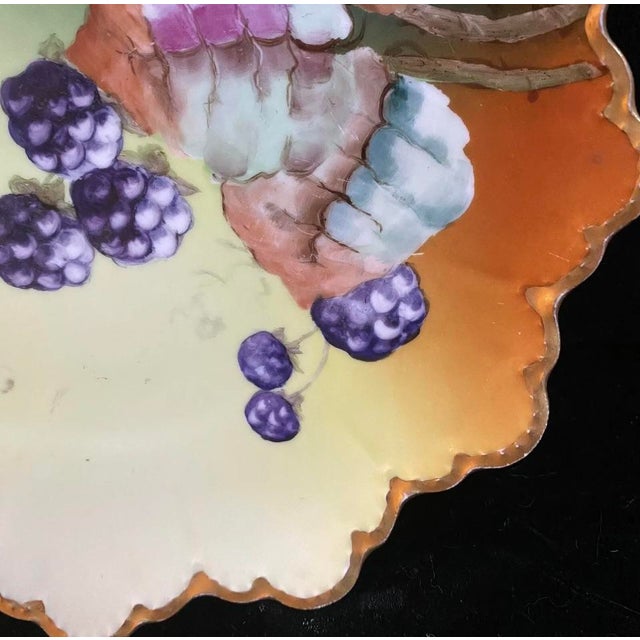 Antique Hand Painted Blackberries Rc Bavaria Cabinet Wall Plate For Sale - Image 4 of 7