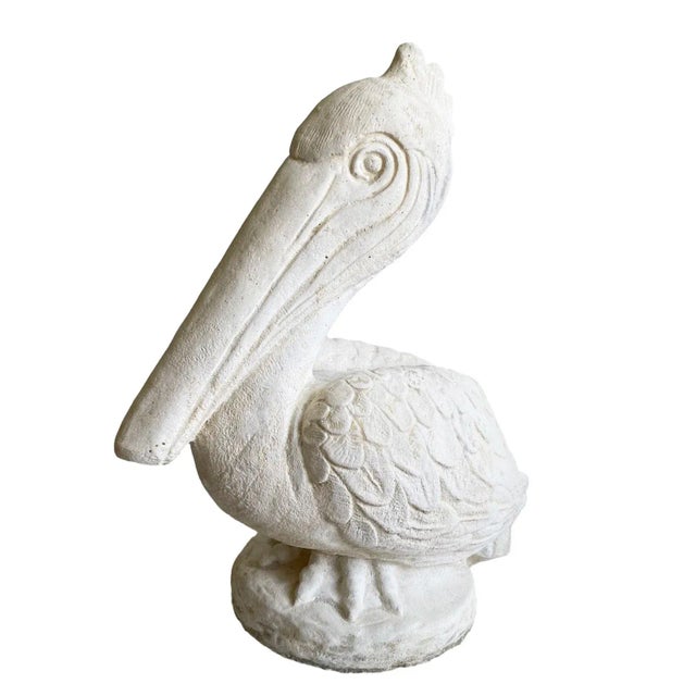 Vintage Pelican Indoor Outdoor Garden Figurine Decor Plaster Cement 1960s Palm Beach Regency For Sale In West Palm - Image 6 of 6