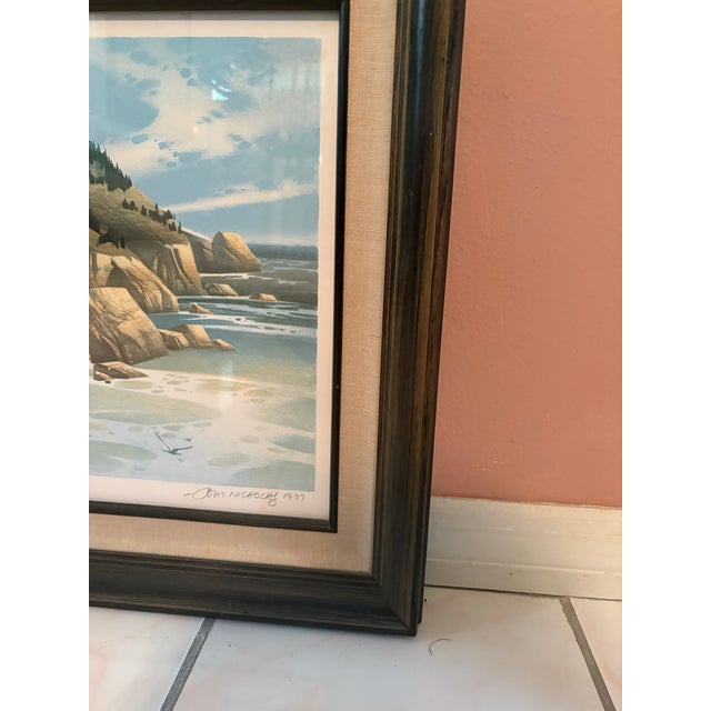 1970s 1977 Tom Nicholas Signed Coastal Lithographs, “Monterey Beach” & “Winter Beach” — Set of 2 For Sale - Image 5 of 12