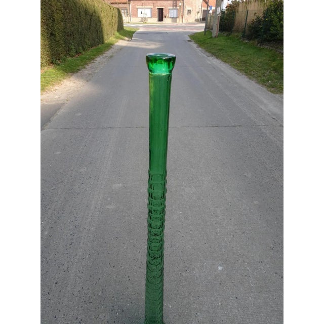 Mid-Century Modern Vintage Green Long Neck Glass Empoli Vase Bottle For Sale - Image 3 of 5