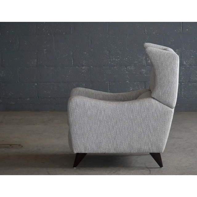 Gray 1990s Vladimir Kagan Style Juno Wingback Recliner Chair Newly Reupholstered For Sale - Image 8 of 11