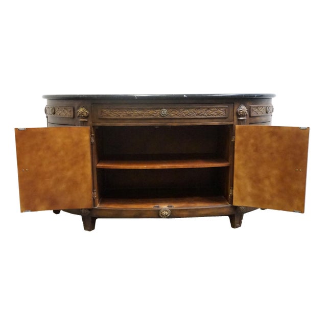 Early 21st Century Collezione Europa Mahogany Traditional Neoclassical Revival 66" Demilune Buffet W. Granite Top For Sale - Image 5 of 13