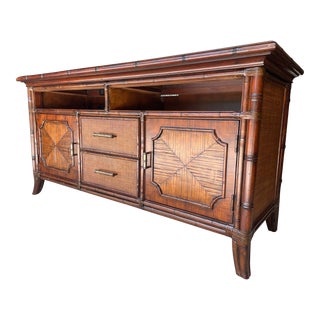 Island-Coastal Style Rattan Wood Console by Sligh Furniture For Sale