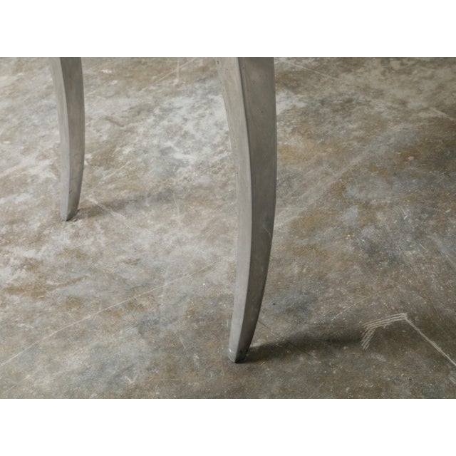 Mid-Century Modern Vintage Pair of Mid-Century Steel Armchairs with Custom Cushion and Saber Legs For Sale - Image 3 of 11