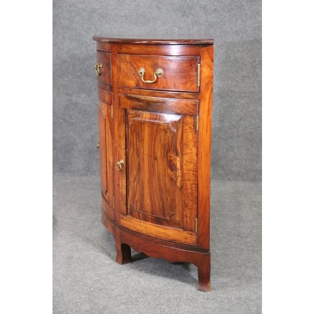 2000 - 2009 Unique Figured Teak Hand-Made Sheraton Style Demilune Buffet Commode For Sale - Image 5 of 13