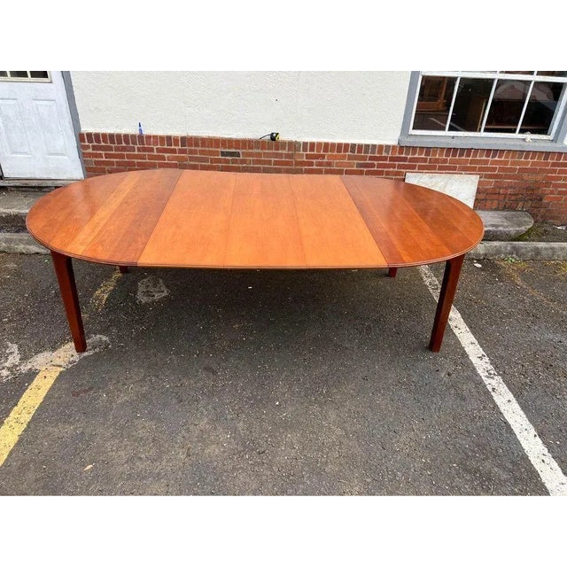 Late 20th Century Vintage Contemporary Style Customized Solid Cherry Round Dining Table With 3 Leaves. For Sale - Image 10 of 12
