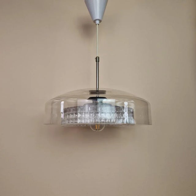 Double Glass Shade Pendant Lamp by Carl Fagerlund for Orrefors, 1960s For Sale - Image 12 of 12