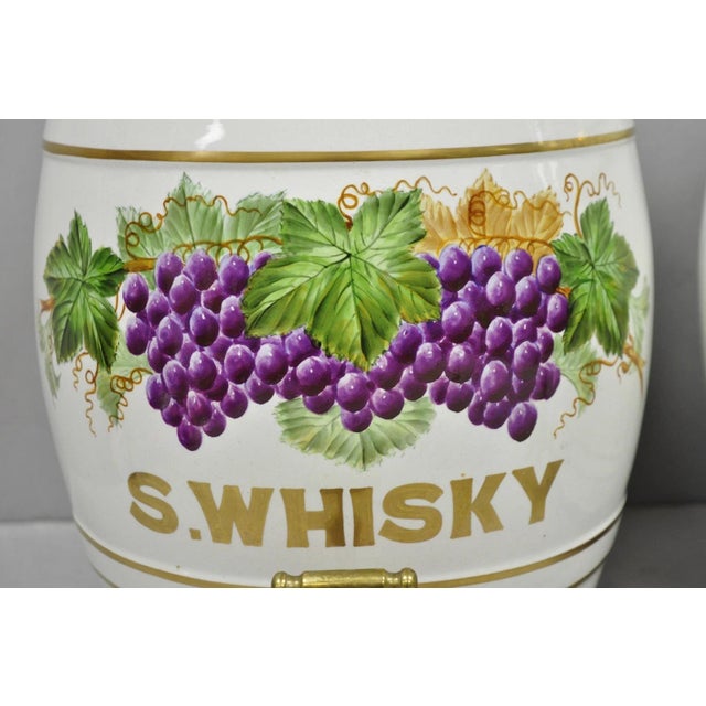 Antique Loftus London English Victorian Porcelain Spirits Whisky Barrels - Pair For Sale - Image 4 of 18