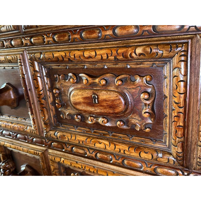 Late 19th Century Carved Continental European Chest or Console in the Alpine Tradition With Figural Fronts For Sale - Image 11 of 12