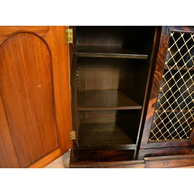 19th Century Antique English Regency Rosewood & Marble Top Credenza / Sideboard For Sale - Image 12 of 18