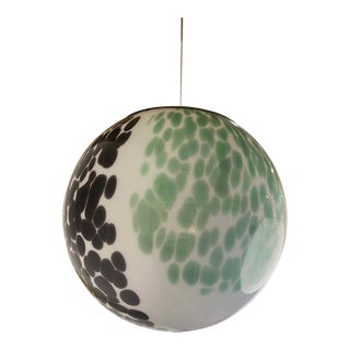 Contemporary Light Green and Black Sphere Pendant in Murano Style Glass For Sale