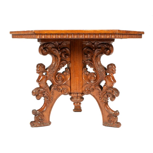 Wood Italian Baroque Inlaid Walnut Center Table For Sale - Image 7 of 9