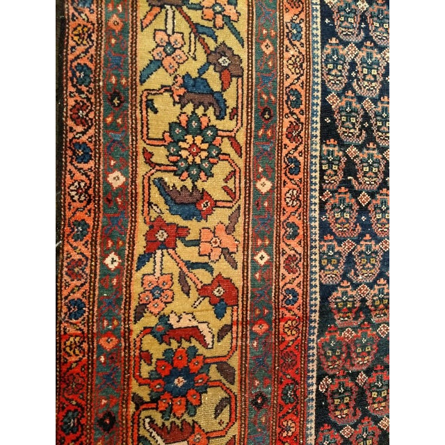 Persian Antique Malayer Gallery Rug, Hand-Knotted Wool, Paisley Pattern, 6x11, Navy & Saffron Yellow For Sale - Image 3 of 18