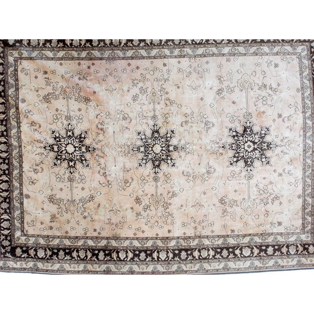 This is an authentic wool pile genuine hand made vintage Persian Tabriz -