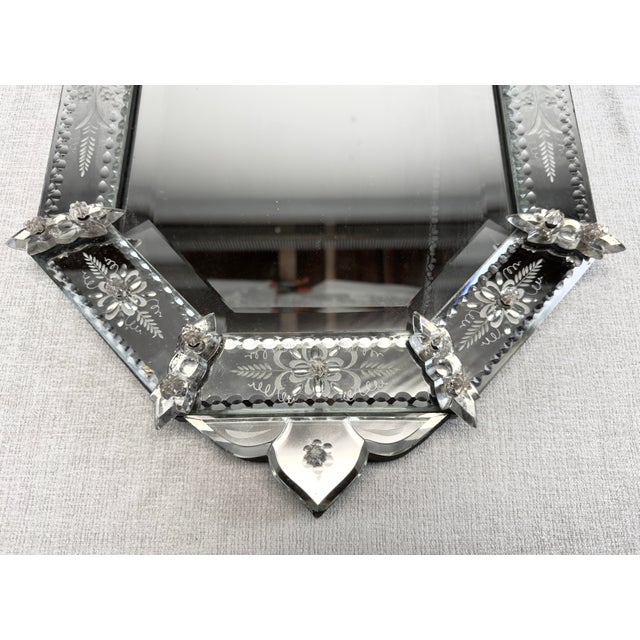Mid 20th Century Vintage Octagonal Beveled Venetian Mirror, Circa 1940’s For Sale - Image 5 of 11