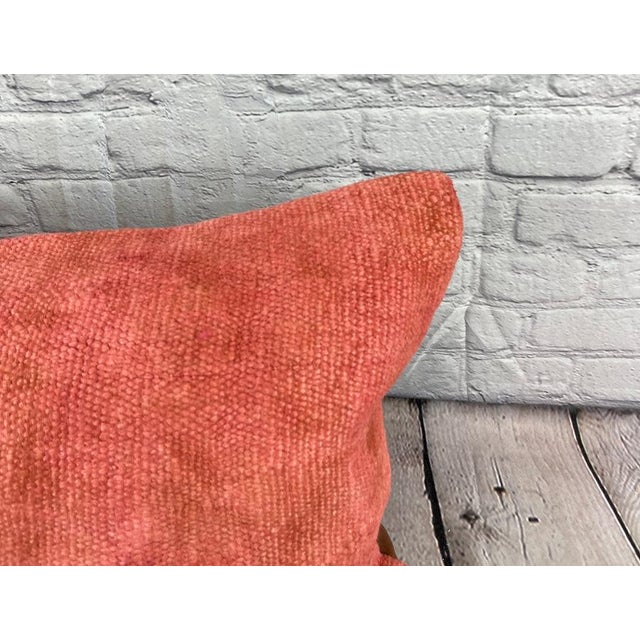 Turkish 16 x 24 Hemp Pillow Turkish Cushion Natural Red Pillow Cushion Cover For Sale - Image 3 of 4