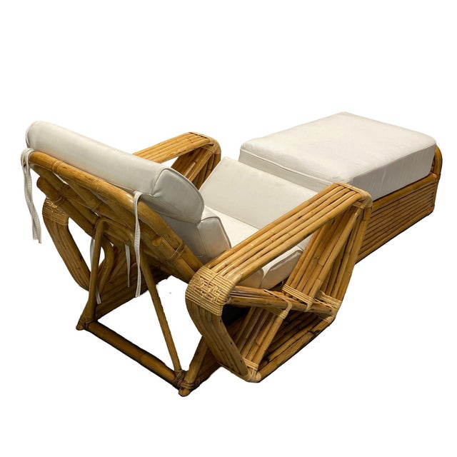 Restored Historic Paul Frankl Hand Made 5- Strand Square Pretzel Rattan Lounge For Sale In Los Angeles - Image 6 of 10