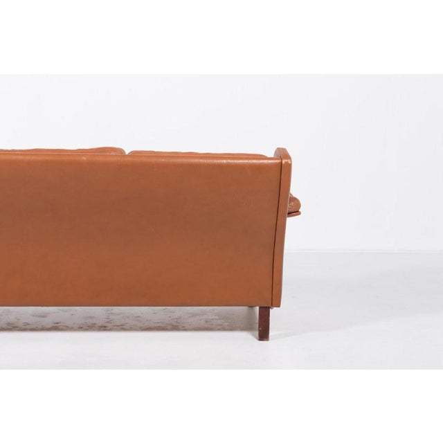 Danish Modern Cognac Leather Wing Sofa, 1970s For Sale - Image 9 of 11