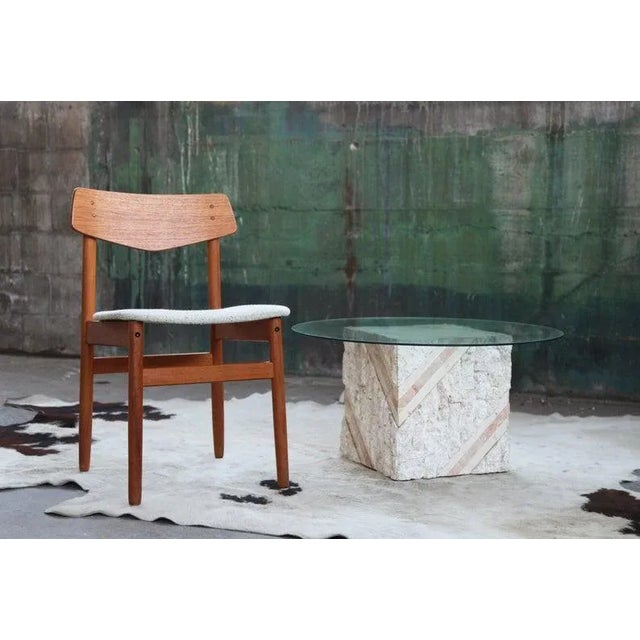 For sale here is a very excellent accent design piece. This Tessellated stone inlaid, travertine, marble and glass topped...