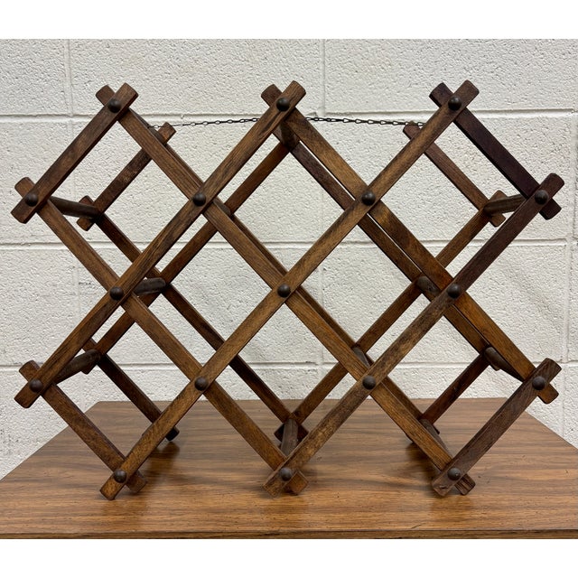 Vintage Wooden Accordion Style Collapsible Wine Rack For Sale In Kansas City - Image 6 of 9