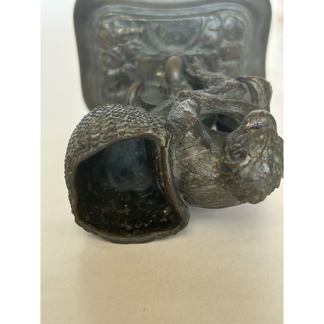 Metal Antique 19thC French Bronze Monkey Match Holder Signed Fratin For Sale - Image 7 of 11