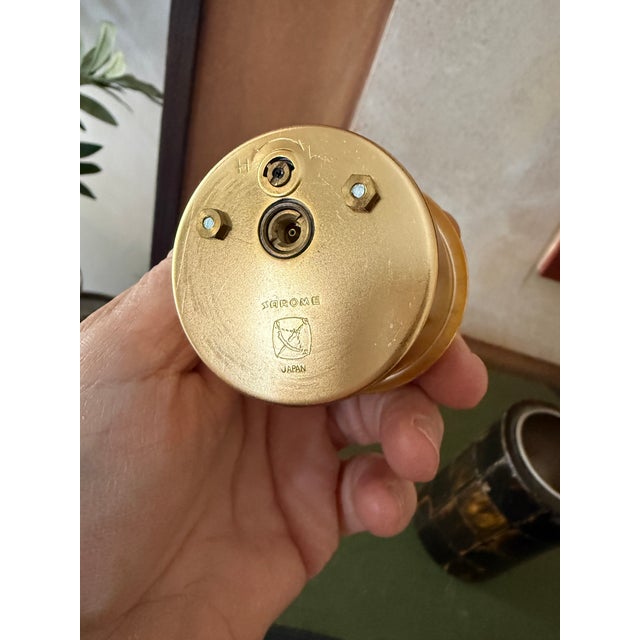 Vintage Sarome Table Lighter Japan Deep Brown Horn Inlay Mid Century Decor For Sale - Image 4 of 9