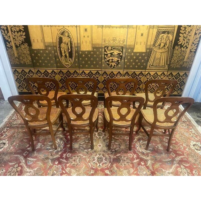 Louis Philippe Cannage Chairs in Oak, Set of 8 For Sale - Image 6 of 11