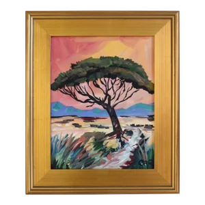 Impressionist Tree Landscape Oil Painting by Listed Artist “Cornellic” Including the Antiqued Gold Wood Frame