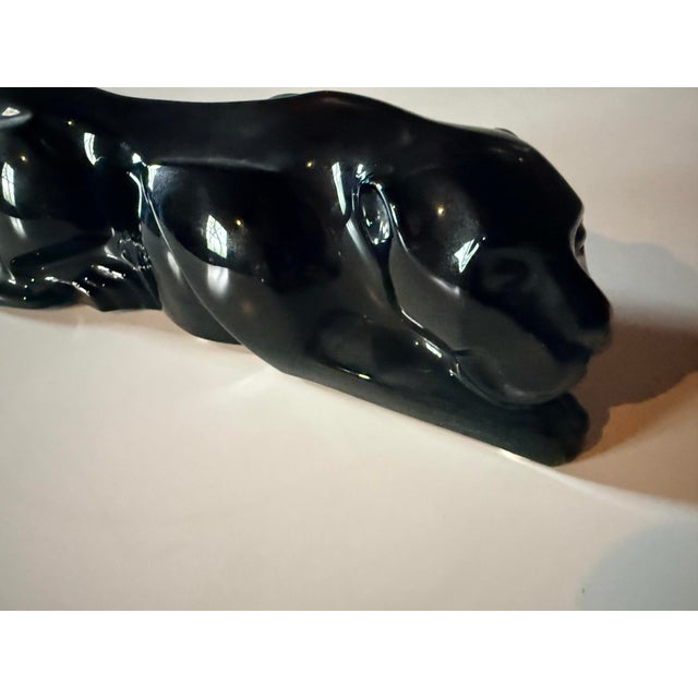 Baccarat Baccarat Crouching Baccarat Black Crystal Panther Cat Figurine For Sale - Image 4 of 4