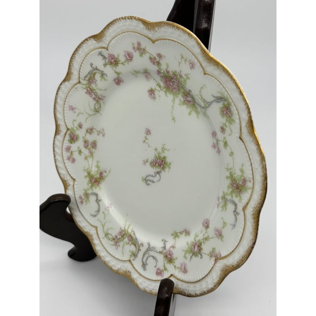English Limoges France,Haviland Plate, Hand Painted Floral and Gilt, With Distribution Mark For Sale - Image 3 of 9