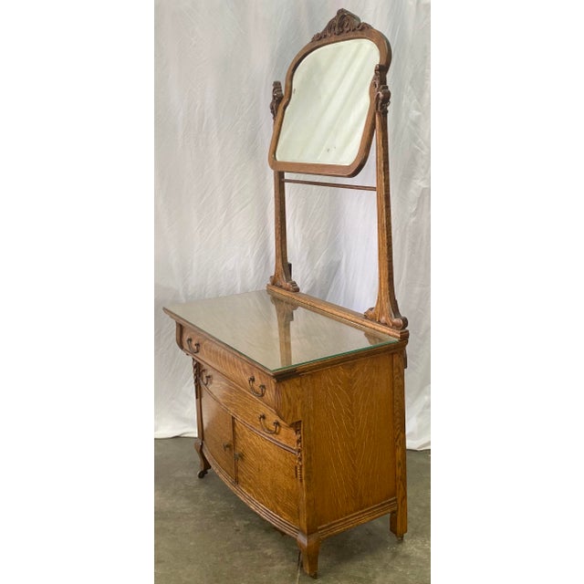 Antique Oak Washstand With Mirror