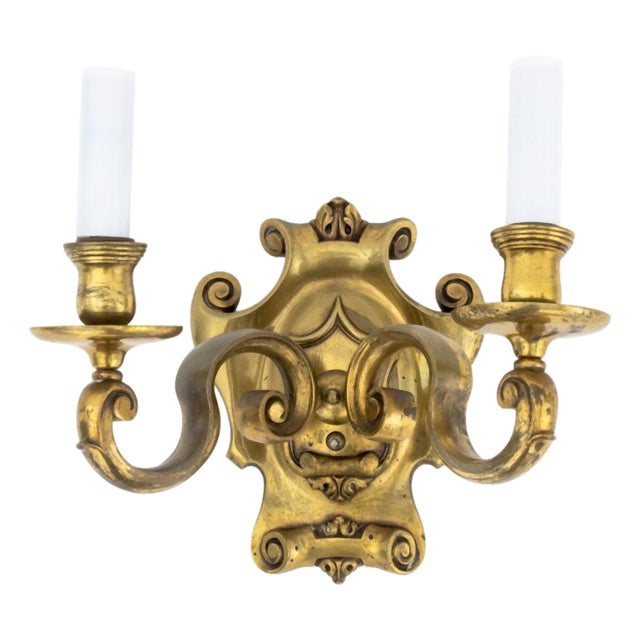 Mid 20th Century French Neoclassical Style Bronze Two-Branch Sconce For Sale