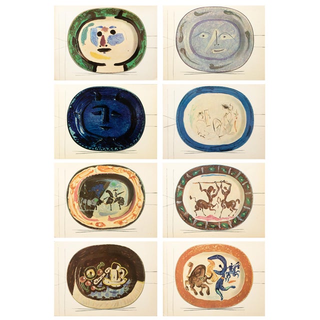 1955 Set of 8 Vintage Prints of Picasso's Ceramic Platters For Sale - Image 11 of 11