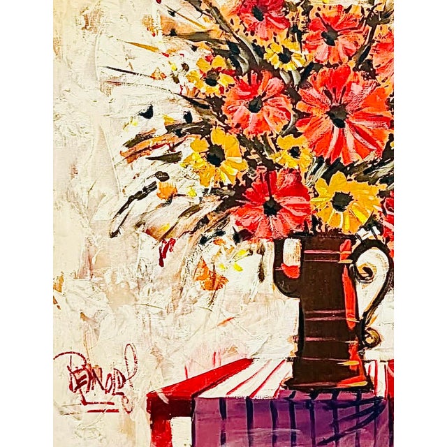 Mid-Century Modern Vintage Vbrant Rare Lee Reynolds Monumental Abstract Impressionist Impasto Floral Oil Painting Signed Framed For Sale - Image 3 of 12