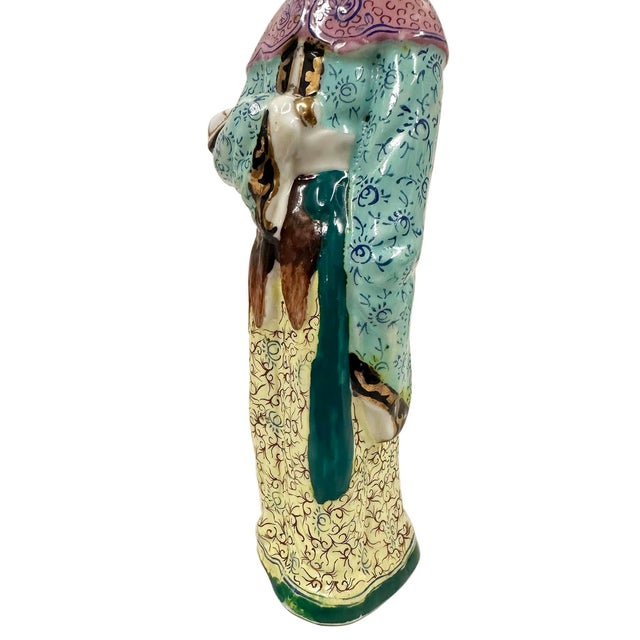 Early 20th Century Antique Chinese Polychrome Porcelain Figurine - Court Lady For Sale - Image 9 of 11