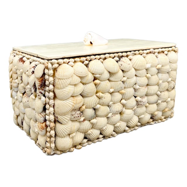 Vintage Coastal Shell Box – Philippine Shellcraft Decorative Storage – Organic Modern / Boho Coastal For Sale