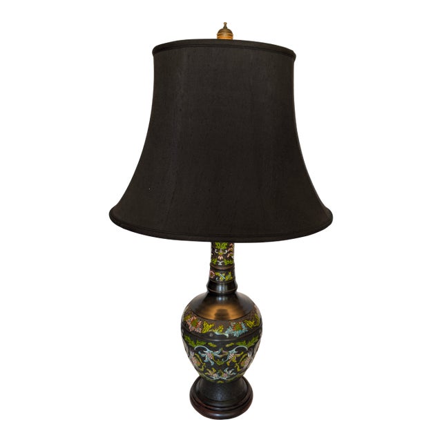 Mid 20th Century Chinese-Style Champlevé Enamel Table Lamp For Sale