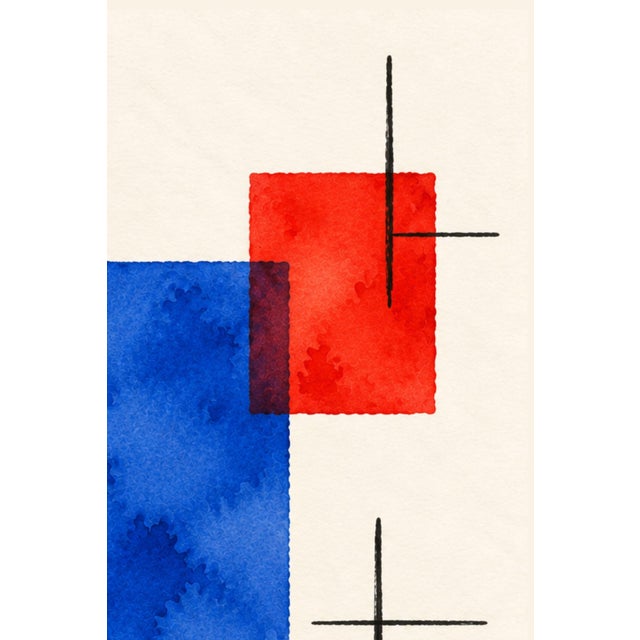 Not Yet Made - Made To Order Midcentury Modern Abstract Art Print – Blue, Red and Yellow Geometric Design, 36" X 54" For Sale - Image 5 of 8