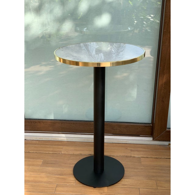 New Pedestal High Cocktail Table With Marble and Brass Top Chairish