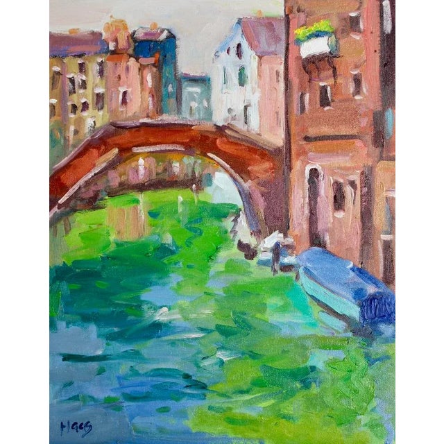 Modern Impressionist Venetian Bridge (Original Oil Painting) For Sale