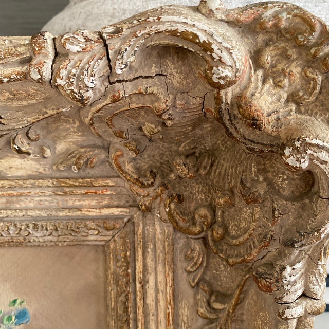 Traditional Vintage Floral Still Life Oil Painting on Board in Ornate Gold Toned Wood Frame For Sale - Image 3 of 12