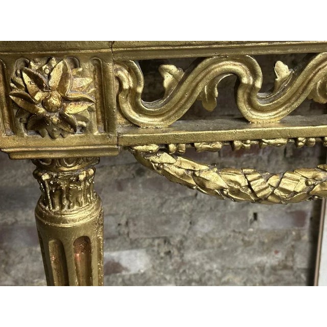 Gold 18th Century Louis XVI Console with Marble Top For Sale - Image 8 of 12