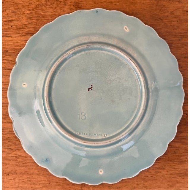 Turquoise 19th Century Sarreguemines Majolica Plate For Sale - Image 8 of 8