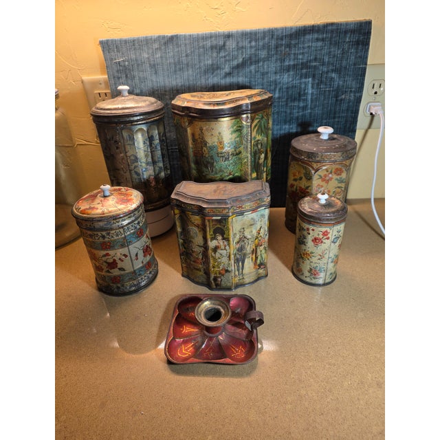 Collection of Antiques Tole Containers For Sale - Image 4 of 16