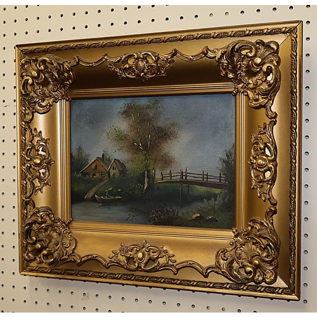 Beautiful Early 20th Century Oil on Canvas River Landscape Painting For Sale In New York - Image 6 of 11