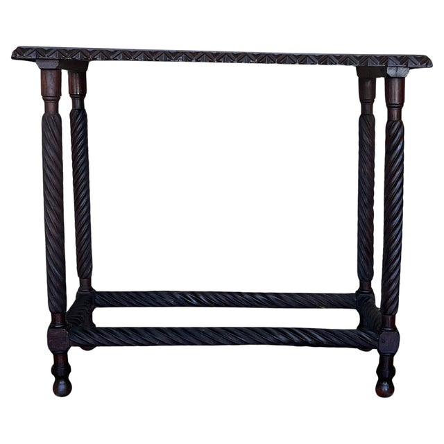 19th Spanish Side Table with Cared Turned Legs and carved edges For Sale - Image 15 of 18