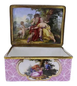 Antique South Staffordshire or Battersea Enamel Table Snuff Box, 18th Century