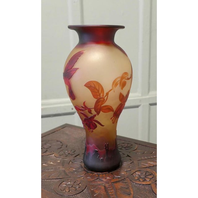 Vintage French Cameo Glass Vase after Emile Gallé, 1980 For Sale - Image 3 of 8