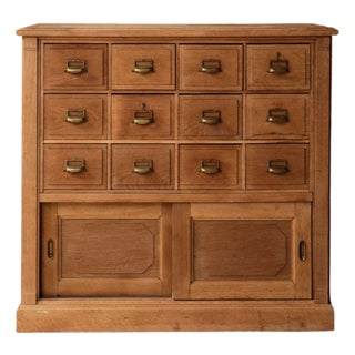 Late 19th Century French Oak Bank Office Filing Cabinet For Sale